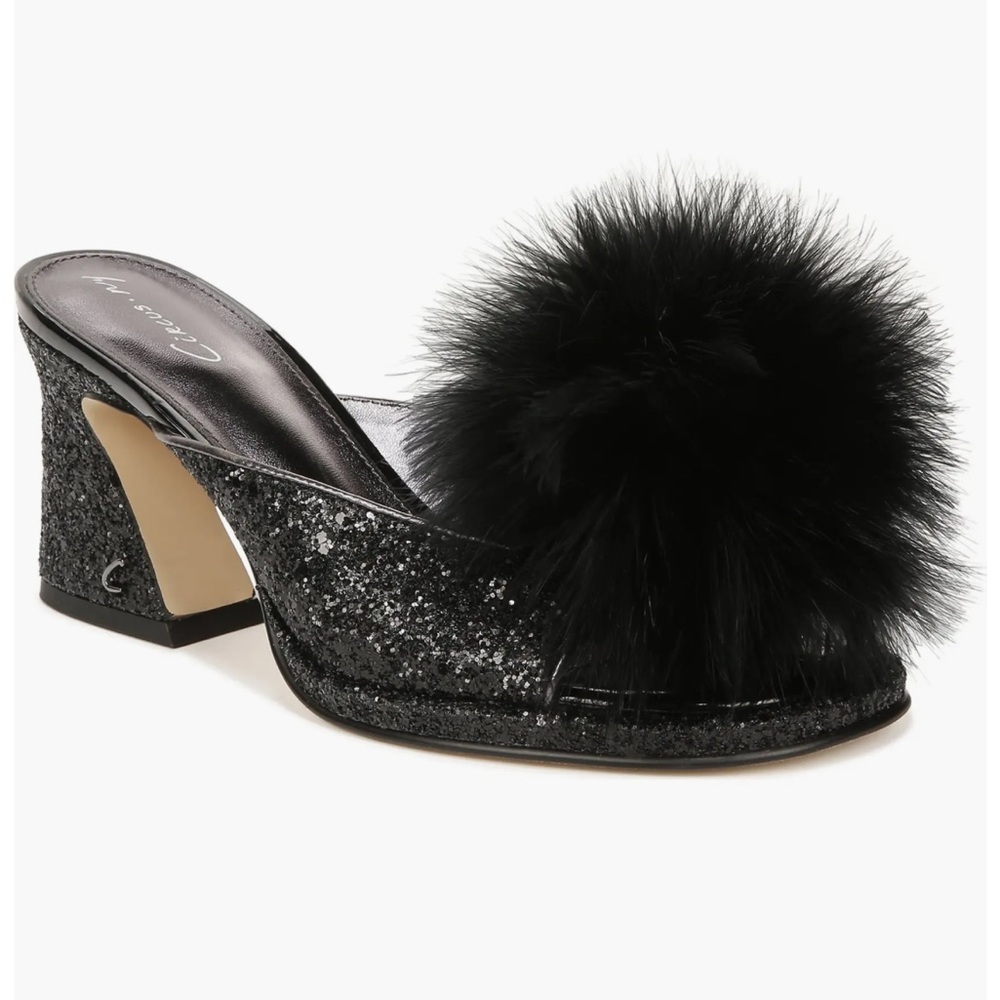 NWOT Circus by Sam Edelman Hadie black glittery faux fluff heel slide size 8 - Picture 8 of 8